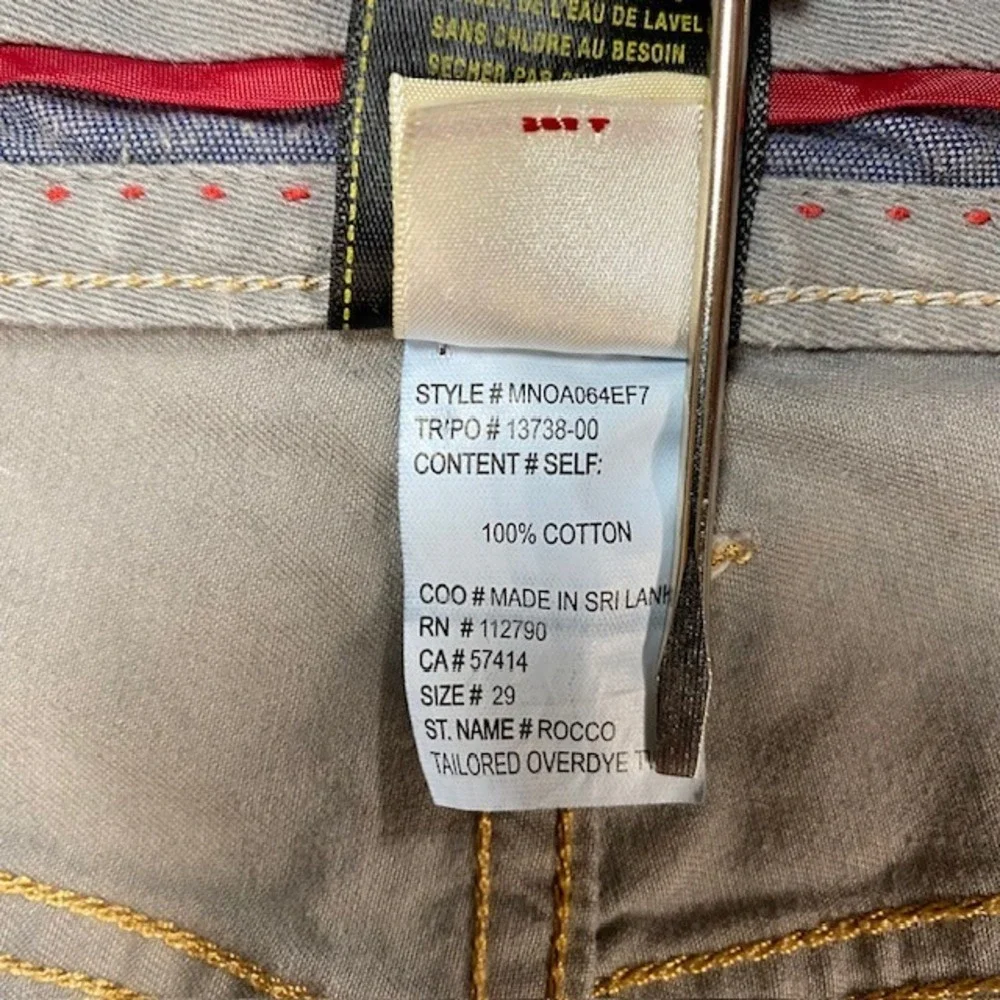 True Religion Rocco Tailored Overdye Twill Pants Gray Mens‎ Size 29 Cotton